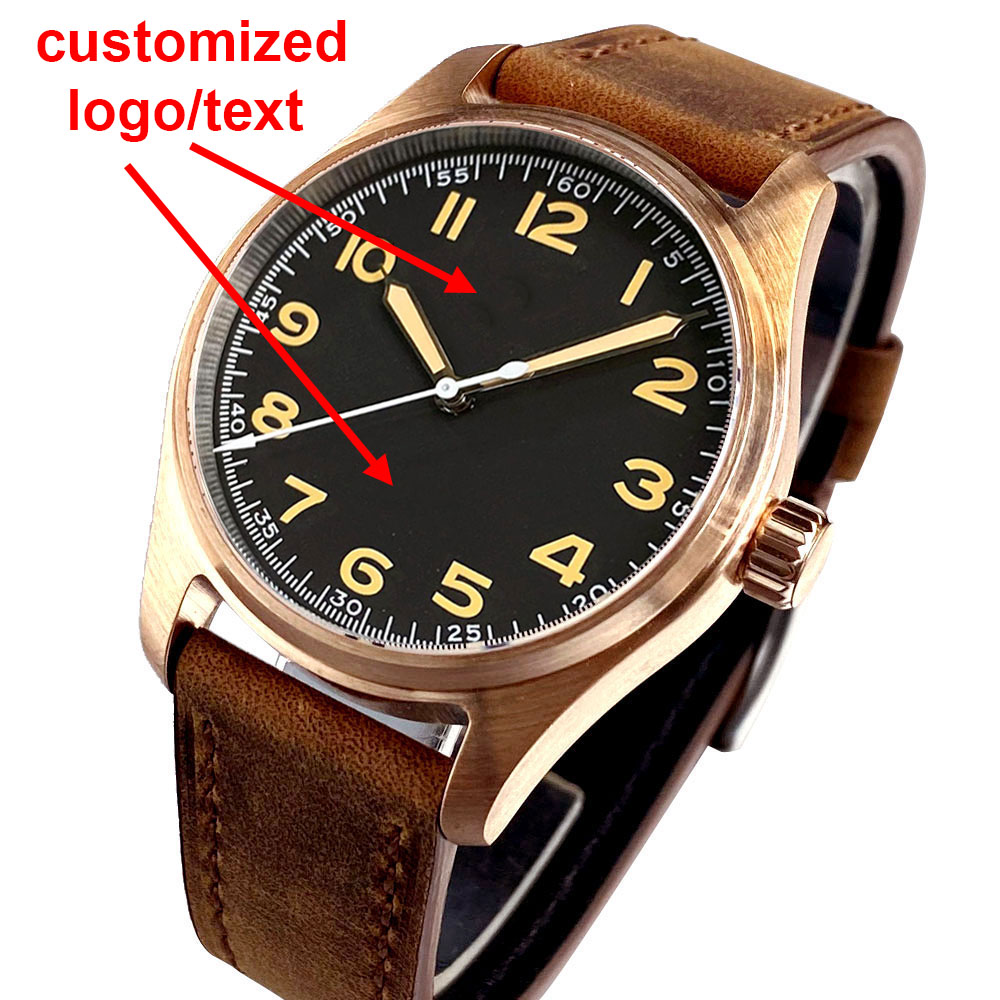 Men Mechanical Watch Sapphire Crystal - นาฬิกาข้อมือผู้ชายแบบกำหนดเอง ทำจากทองแดงแท้ Cusn8 กันน้ำ 20 บาร์
