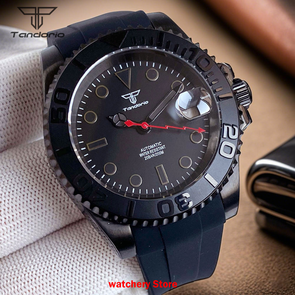 Automatic Dive Watch 200M Nh35 Movement - ใหม่มาถึง Tandorio สีดําดําน้ํานาฬิกา 200 M กันน้ํา