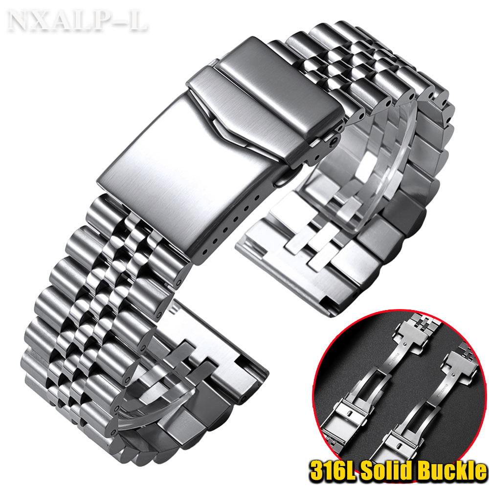 Solid Stainless Steel Watch Bracelet Jubilee - 316L สแตนเลสสตีลสําหรับ Seiko สําหรับ Jubilee ดําน้ําสร้อยข้อมือหัวเข็มขัดนาฬิกาผู้ชายกีฬาสายรัดข้อมือ
