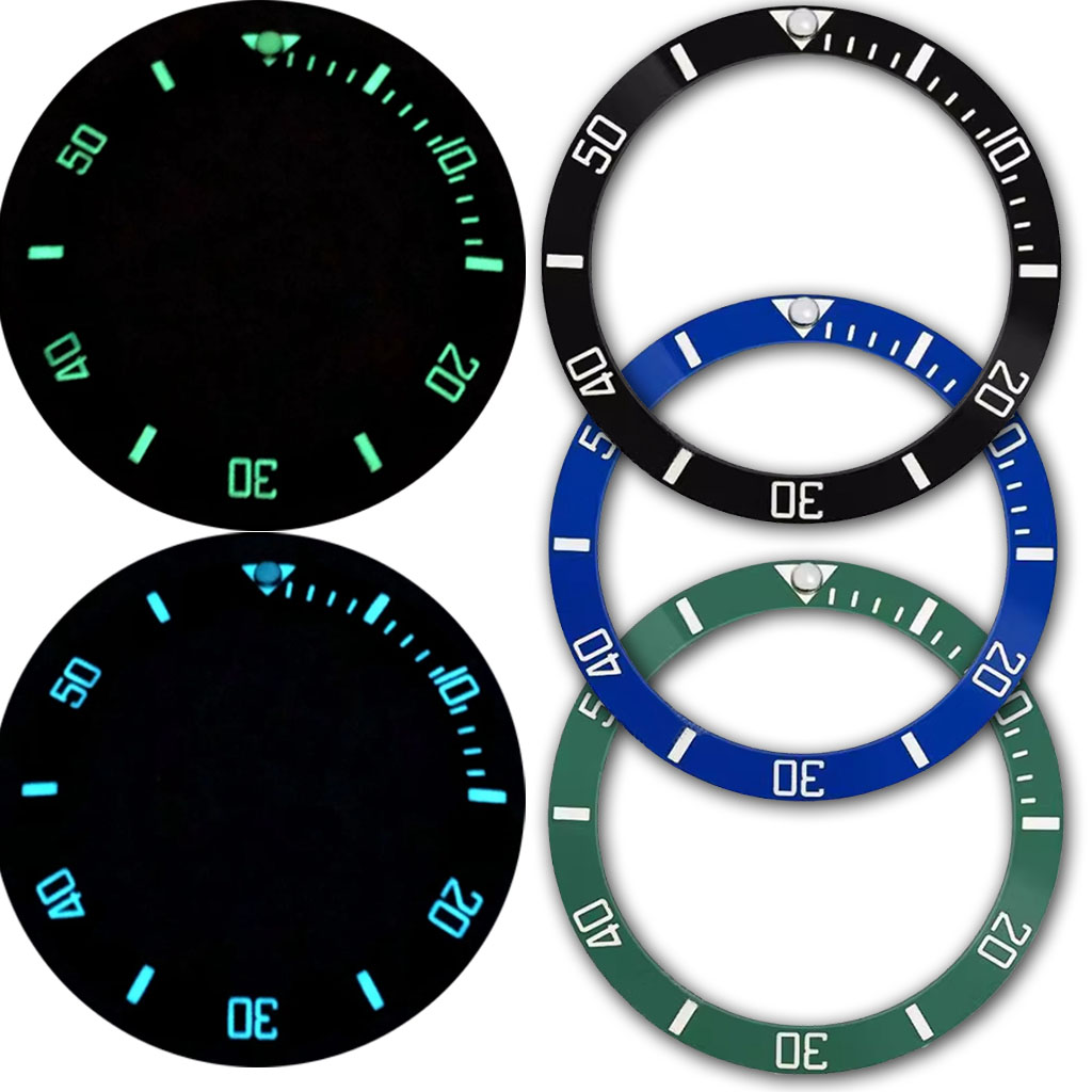 Watch Bezel Insert Ceramic Luminous - 38 มม.C3 Super Luminous สีดําสีฟ้าสีเขียวเซรามิค BEZEL