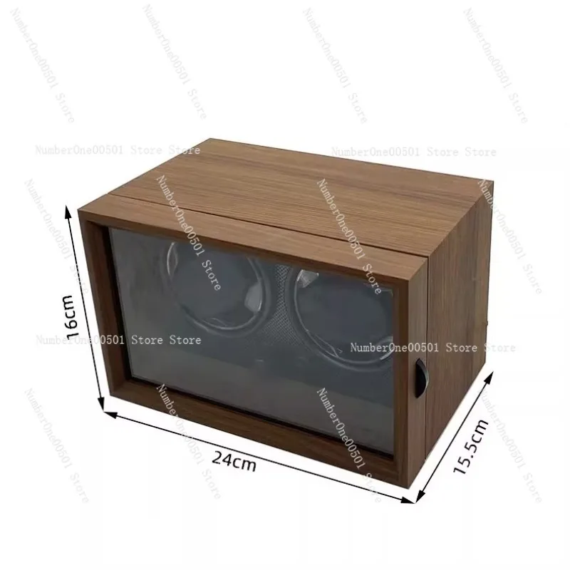 Watch Winder Automatic Dual Watch Box - กล่องหมุนนาฬิกาอัตโนมัติแบบกลไก ทำจากไม้วอลนัท พร้อมจอแสดงผลคู่ ชุดมาตรฐานพร้อมแหล่งจ่ายไฟ