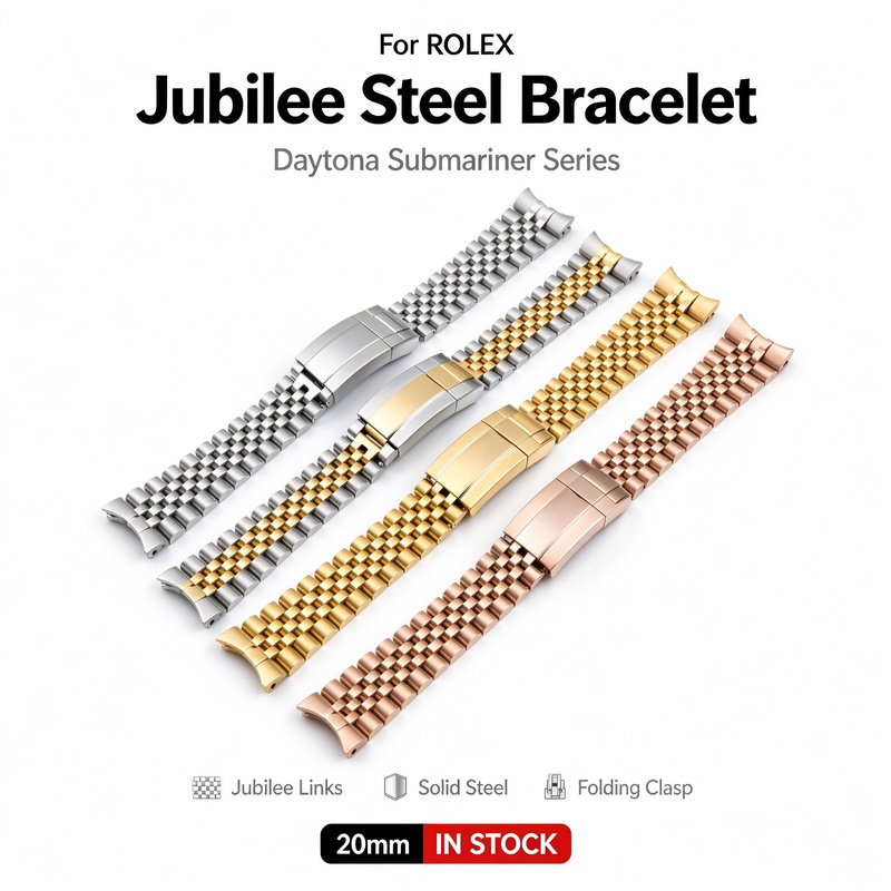 Solid Stainless Steel Watch Bracelet Jubilee - สายนาฬิกา Jubilee ทำจากเหล็กกล้าแข็งแรง สำหรับ Rolex Daytona
