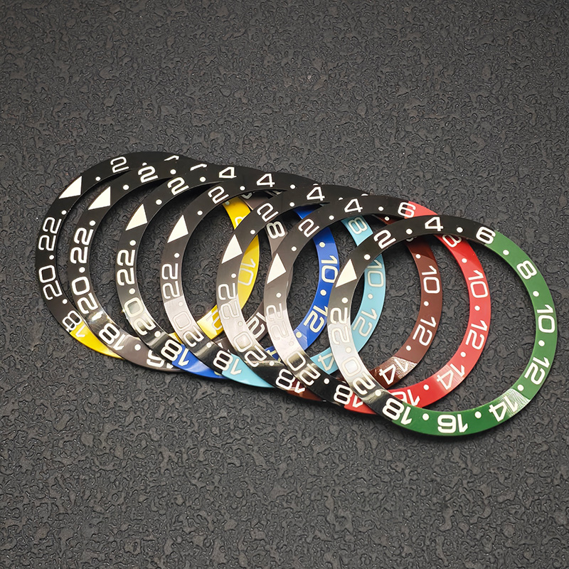 Watch Bezel Insert Ceramic Luminous - ขอบหน้าปัดเซรามิกสองสีแบบเอียง 38MM×30.5MM พร้อมแสงเรืองแสงสีน้ำเงิน เหมาะสำหรับ SKX007 SKX009