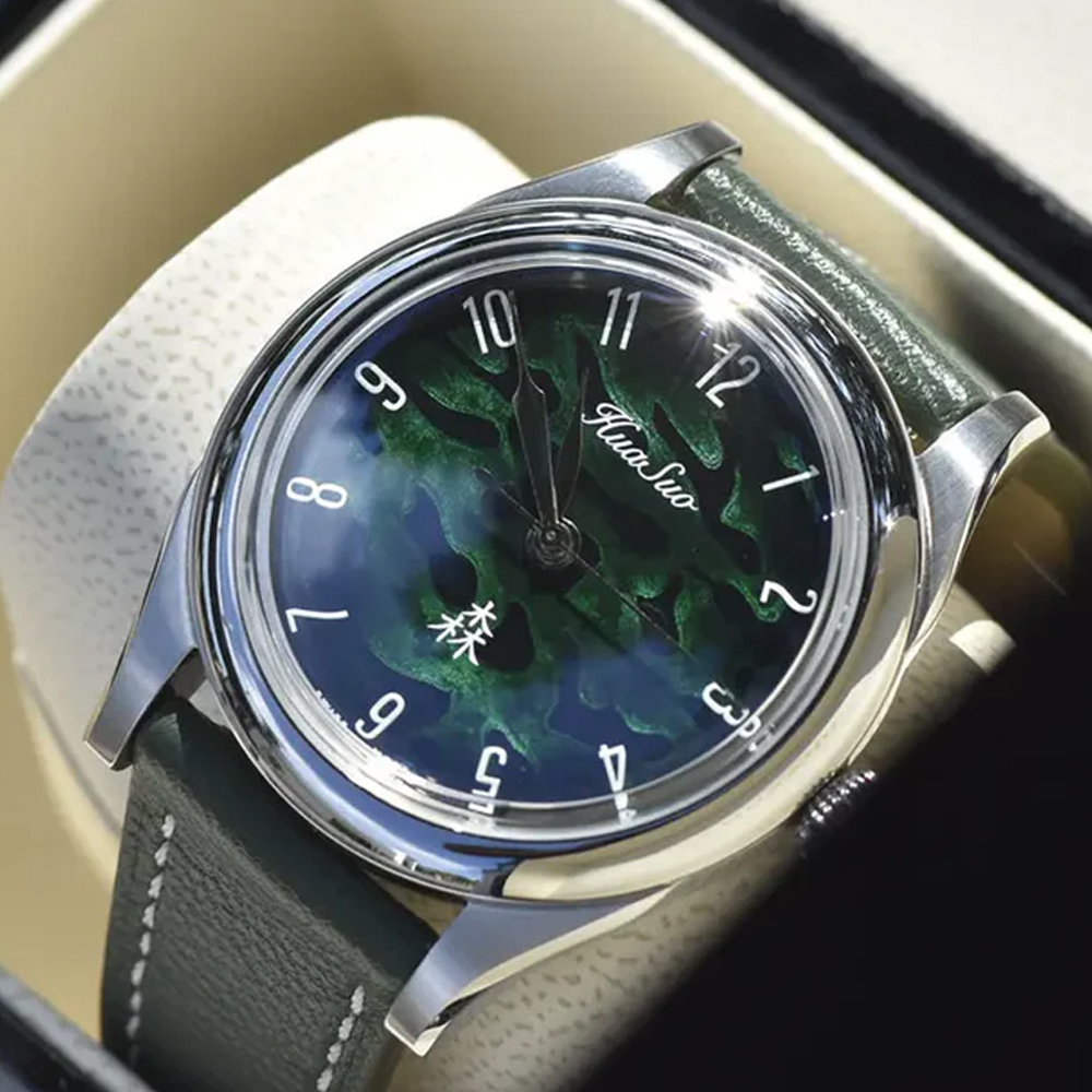 Sapphire Watch Crystal Double Domed - นาฬิกาอัตโนมัติ HUASUO 38 มม. หน้าปัดเคลือบเงา PT5000