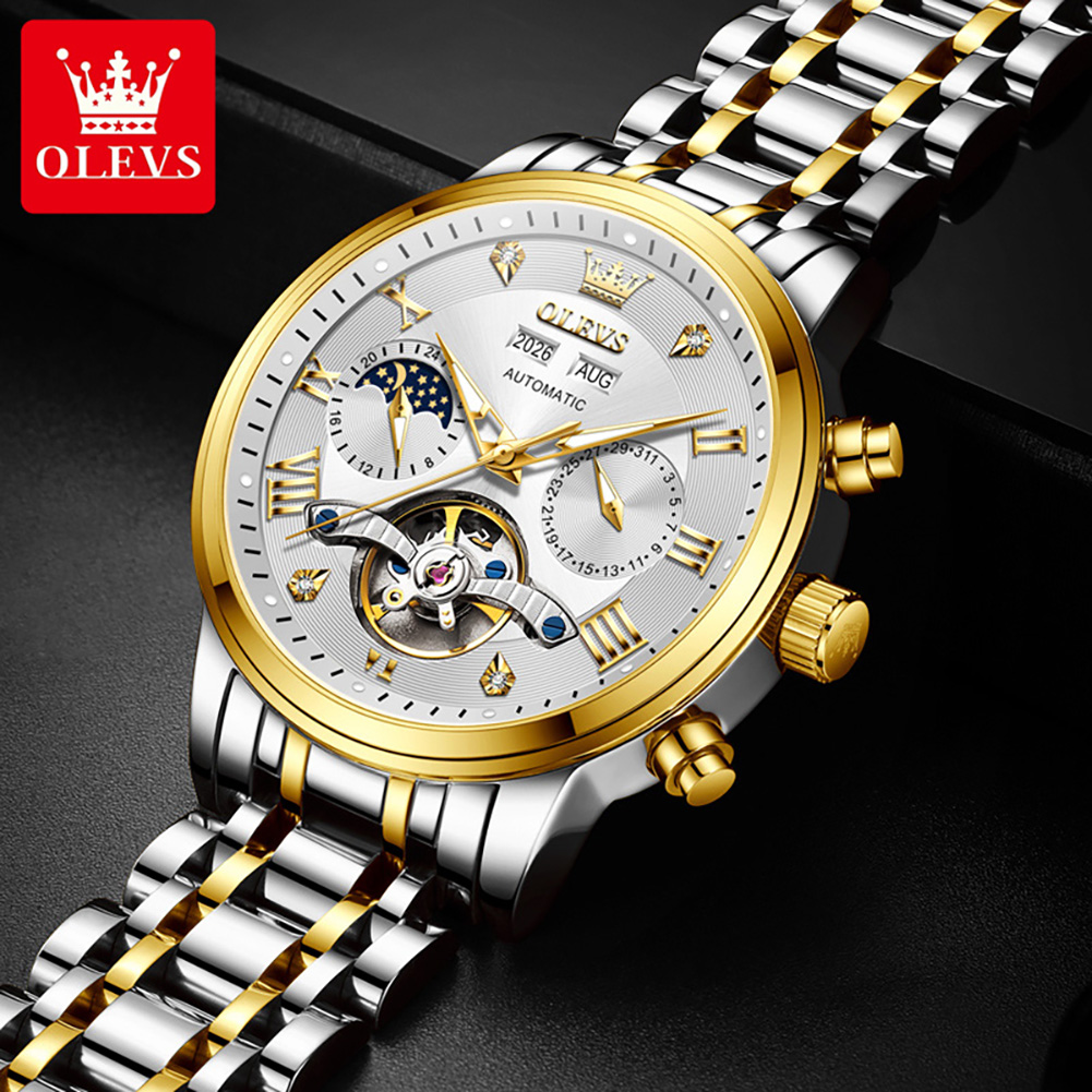 OLEVS 6763 นาฬิกาหรูสำหรับผู้ช - Skeleton Automatic Watch Luxury Tourbillon บทวิจารณ์และราคา