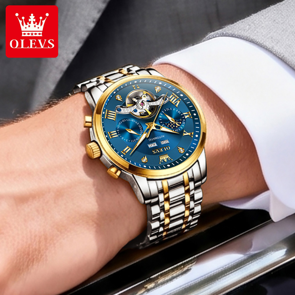 OLEVS 6763 นาฬิกาหรูสำหรับผู้ช - Skeleton Automatic Watch Luxury Tourbillon บทวิจารณ์และราคา