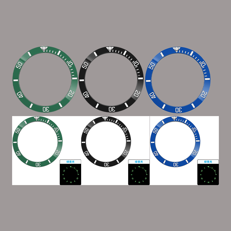 สีเขียวสีฟ้าส่องสว่างลาด 38 มม - Watch Bezel Insert Ceramic Luminous บทวิจารณ์และราคา
