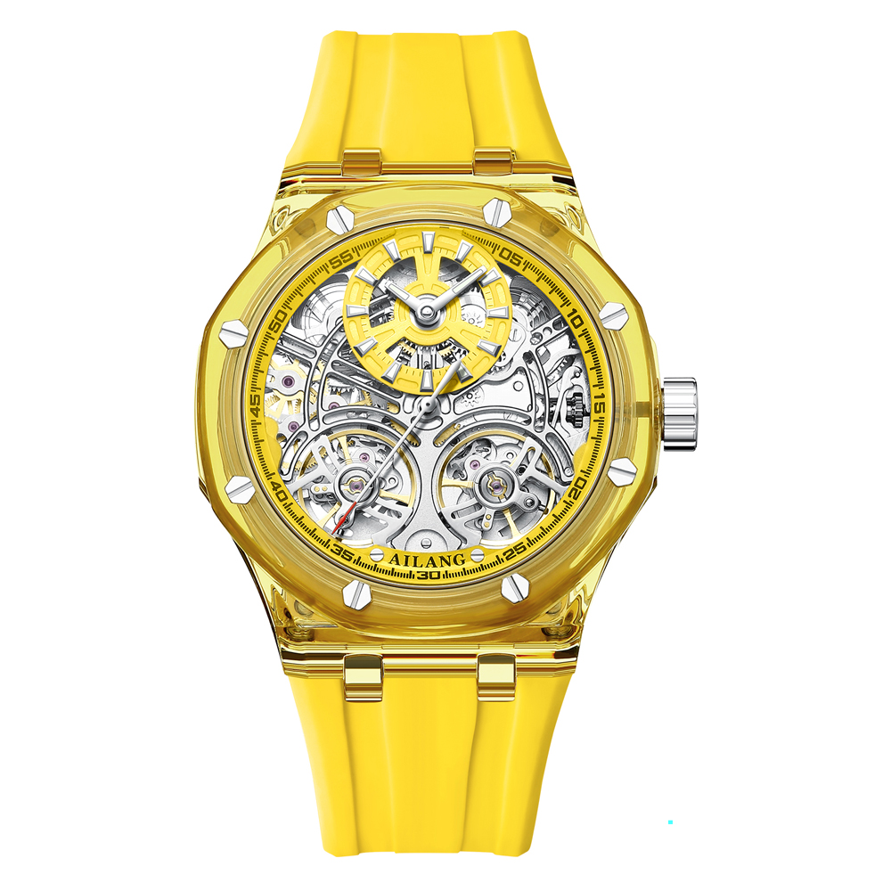 นาฬิกาข้อมือผู้ชายดีไซน์ดับเบิ - Skeleton Automatic Watch Luxury Tourbillon บทวิจารณ์และราคา