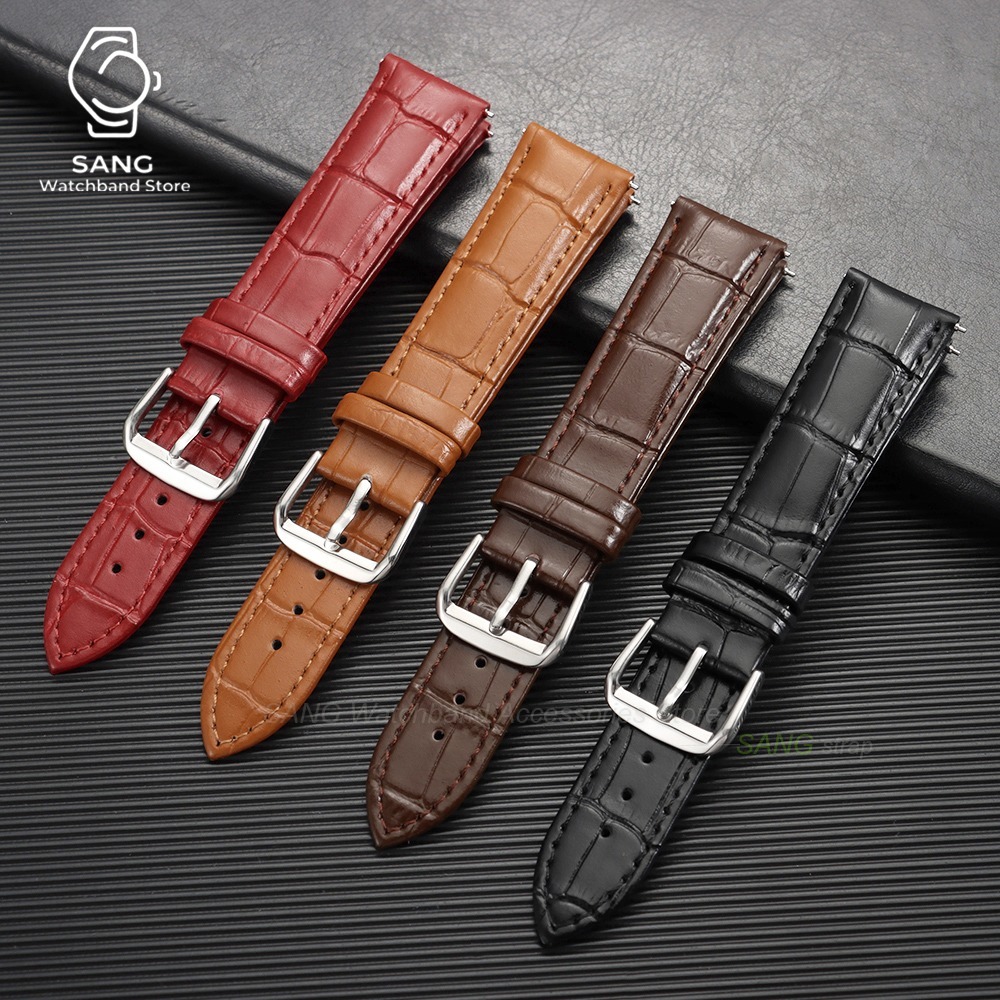 สายนาฬิกาหนังลายไม้ไผ่แบบคลาสส - Leather Watch Strap Quick Release 20Mm 22Mm บทวิจารณ์และราคา