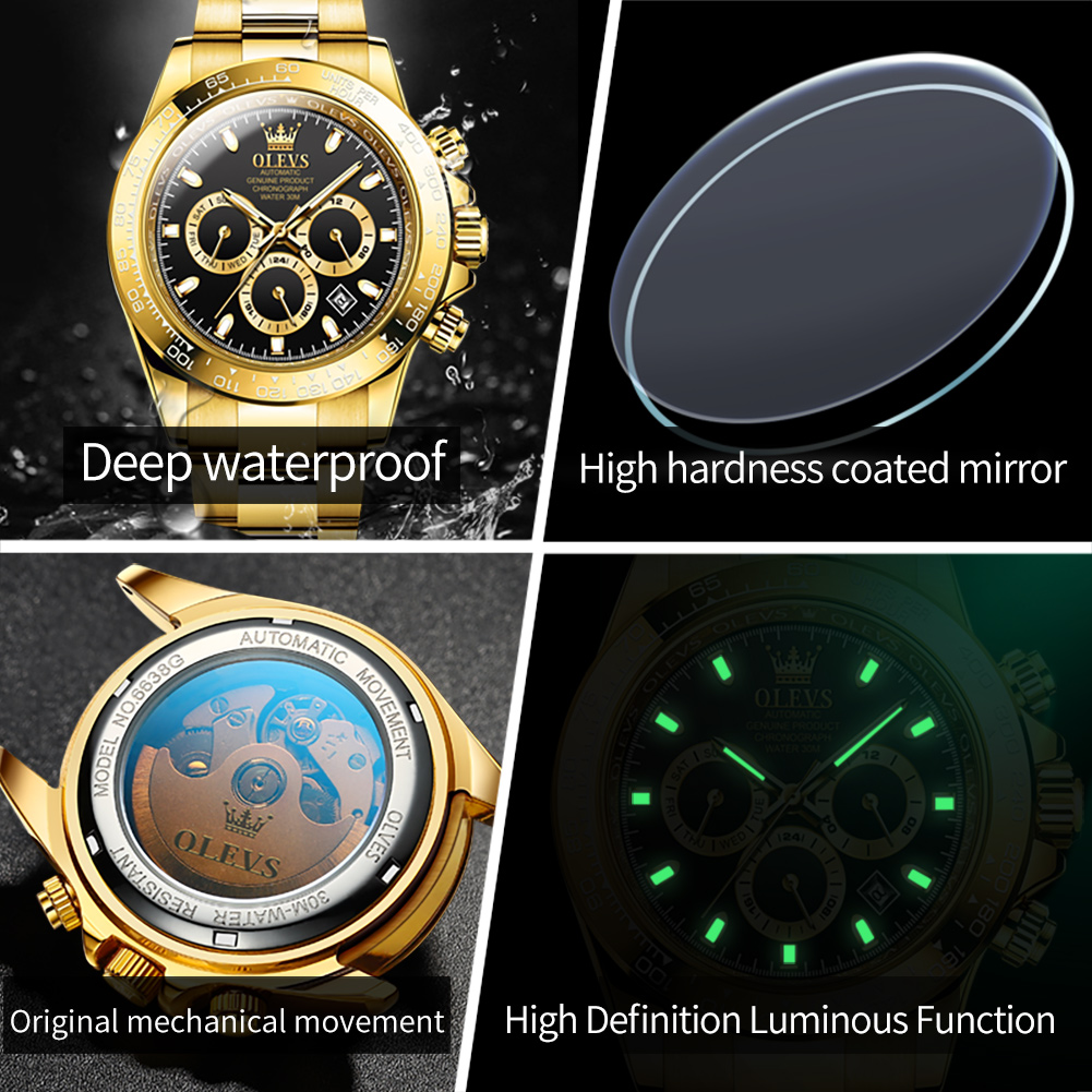 OLEVS 6638 นาฬิกาผู้ชาย Tourbi - Skeleton Automatic Watch Luxury Tourbillon บทวิจารณ์และราคา