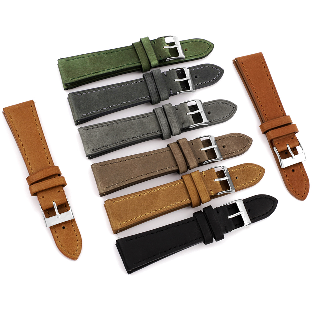 สายนาฬิกาสำหรับผู้ชายและผู้หญิ - Leather Watch Strap Quick Release 20Mm 22Mm บทวิจารณ์และราคา