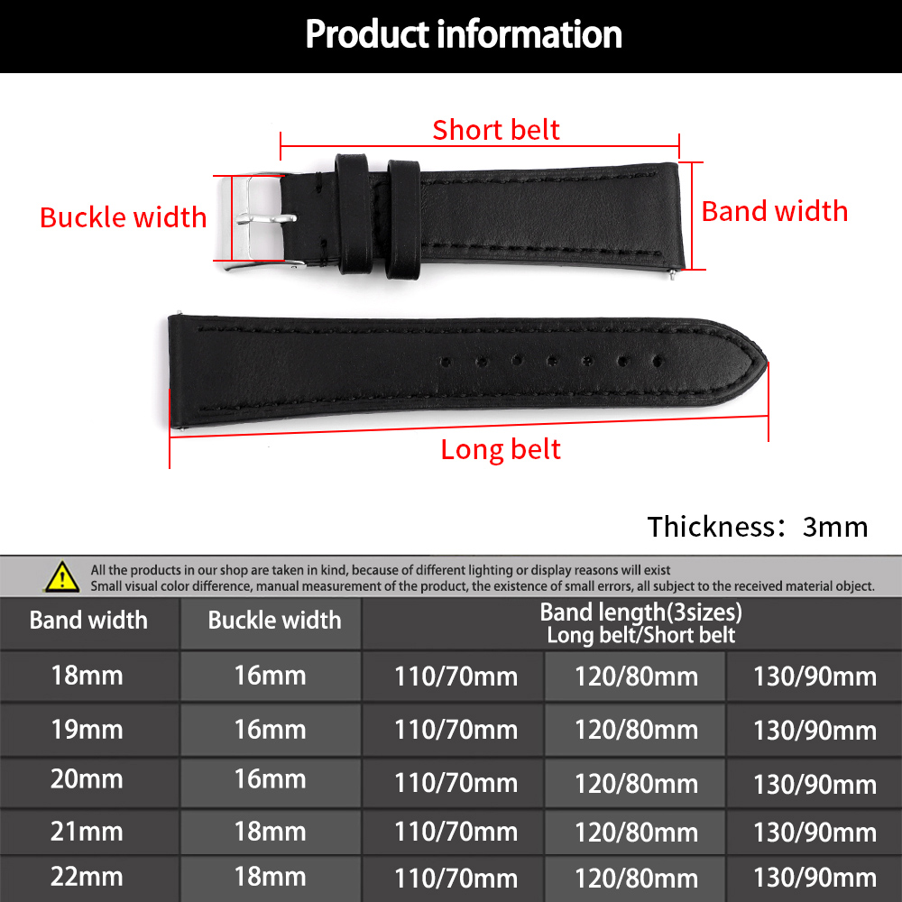 สายนาฬิกาสำหรับผู้ชายและผู้หญิ - Leather Watch Strap Quick Release 20Mm 22Mm บทวิจารณ์และราคา