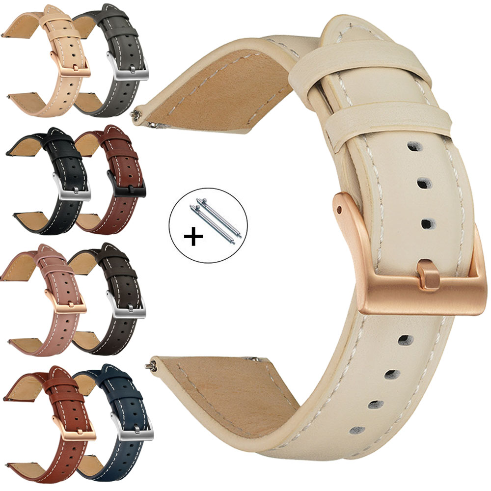 สายนาฬิกาหนังแท้ขนาด 14 มม. 16 - Leather Watch Strap Quick Release 20Mm 22Mm บทวิจารณ์และราคา