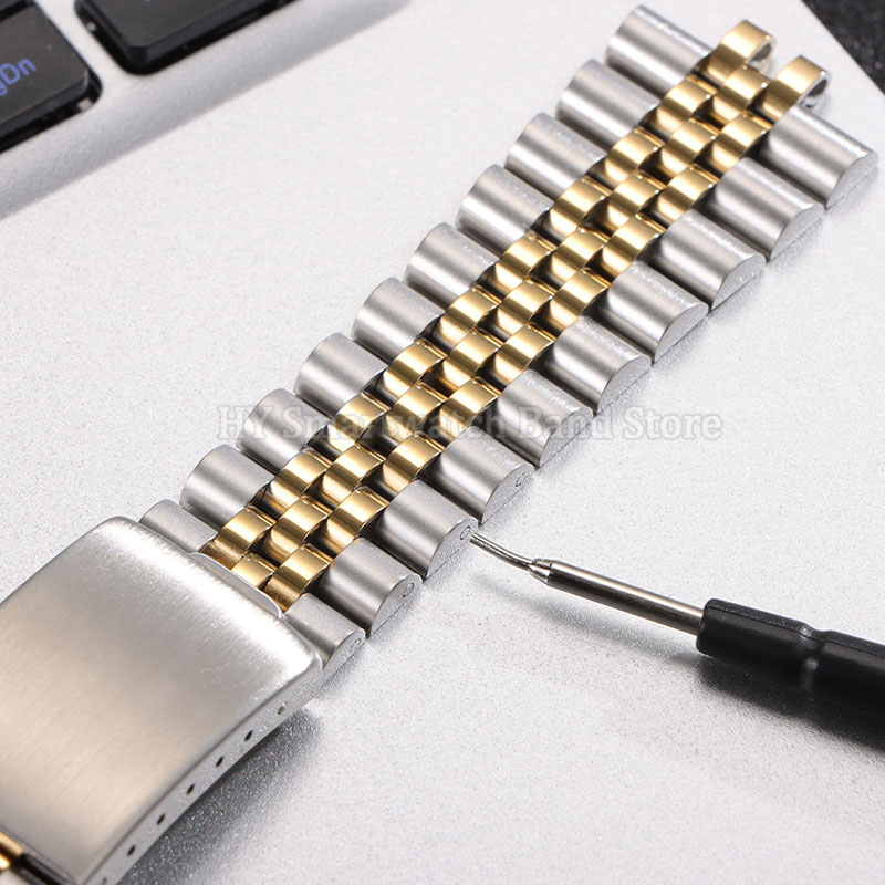 สายนาฬิกาโลหะปลายโค้งขนาด 13/1 - Solid Stainless Steel Watch Bracelet Jubilee บทวิจารณ์และราคา