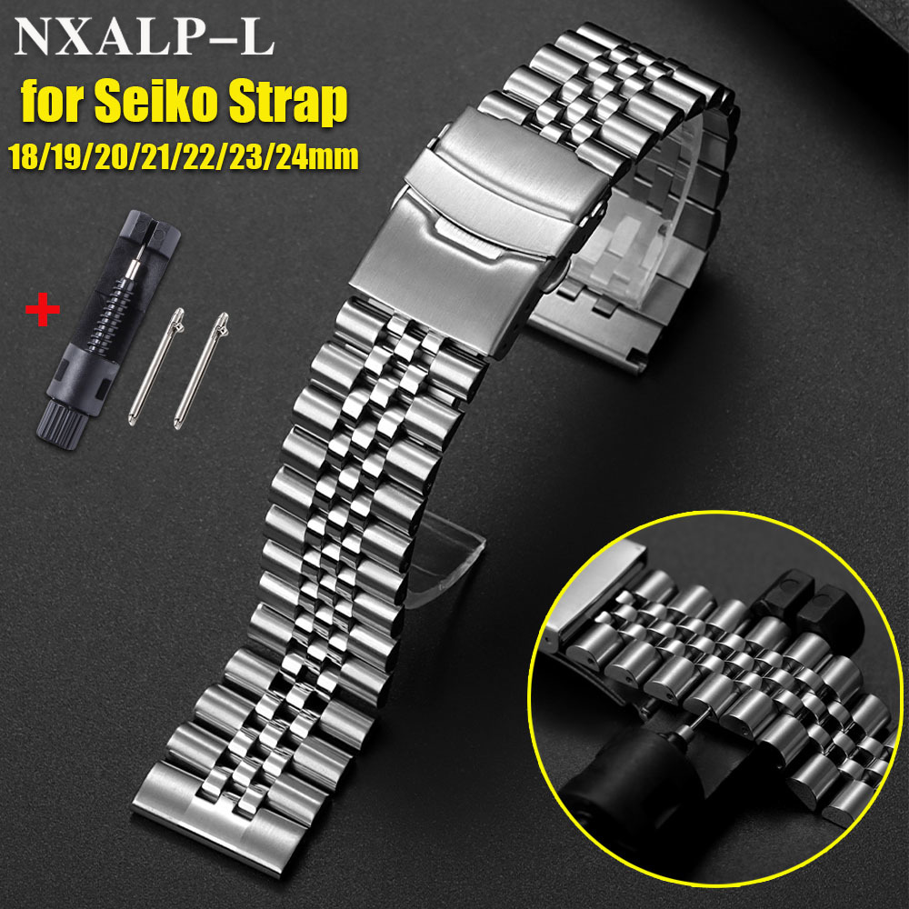 Straight End สแตนเลสสตีลสําหรั - Solid Stainless Steel Watch Bracelet Jubilee บทวิจารณ์และราคา