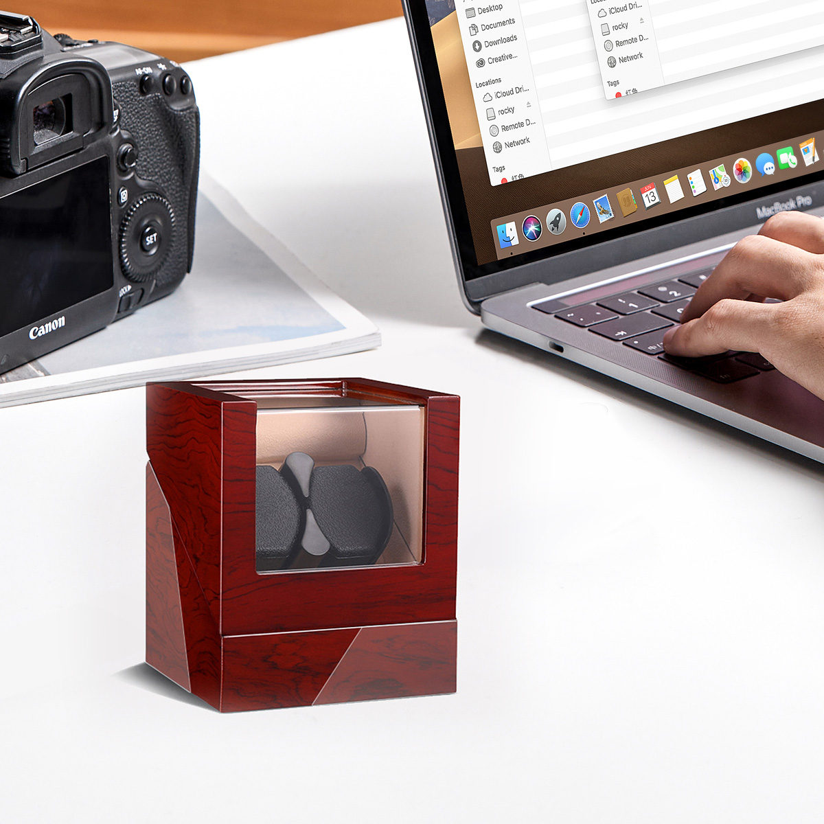 กล่องเก็บนาฬิกาไม้สุดหรูพร้อมก - Watch Winder Automatic Dual Watch Box บทวิจารณ์และราคา