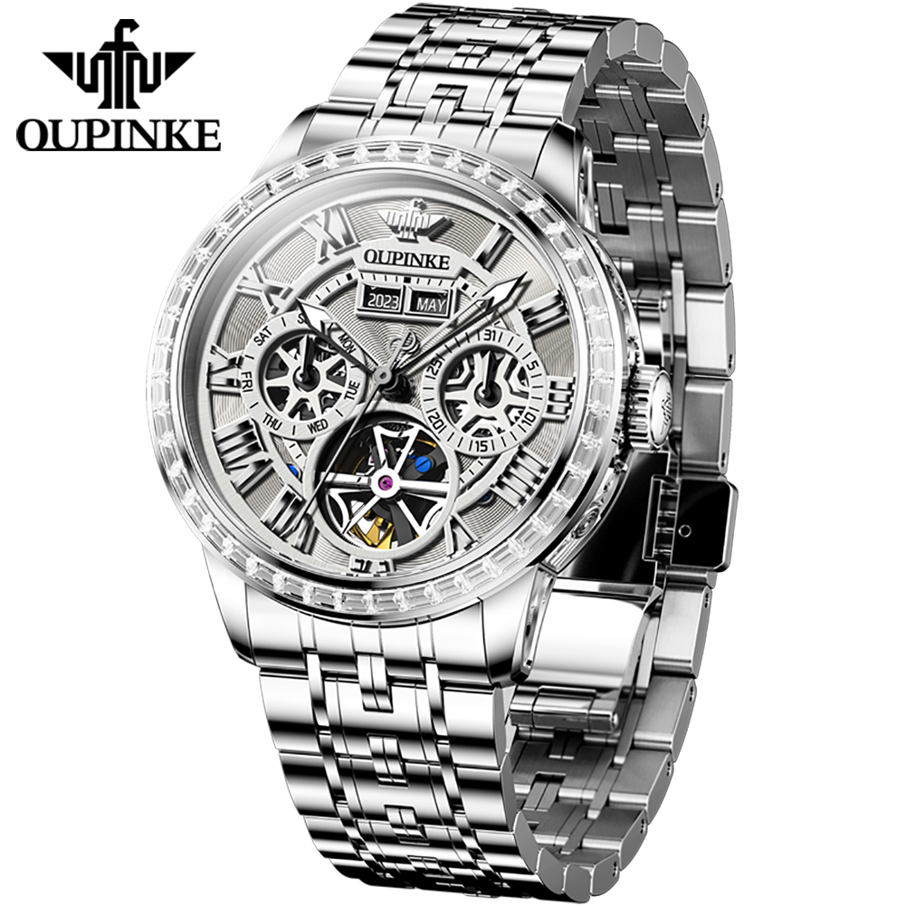Oupinke นาฬิกาข้อมืออัตโนมัติผ - Skeleton Automatic Watch Luxury Tourbillon บทวิจารณ์และราคา