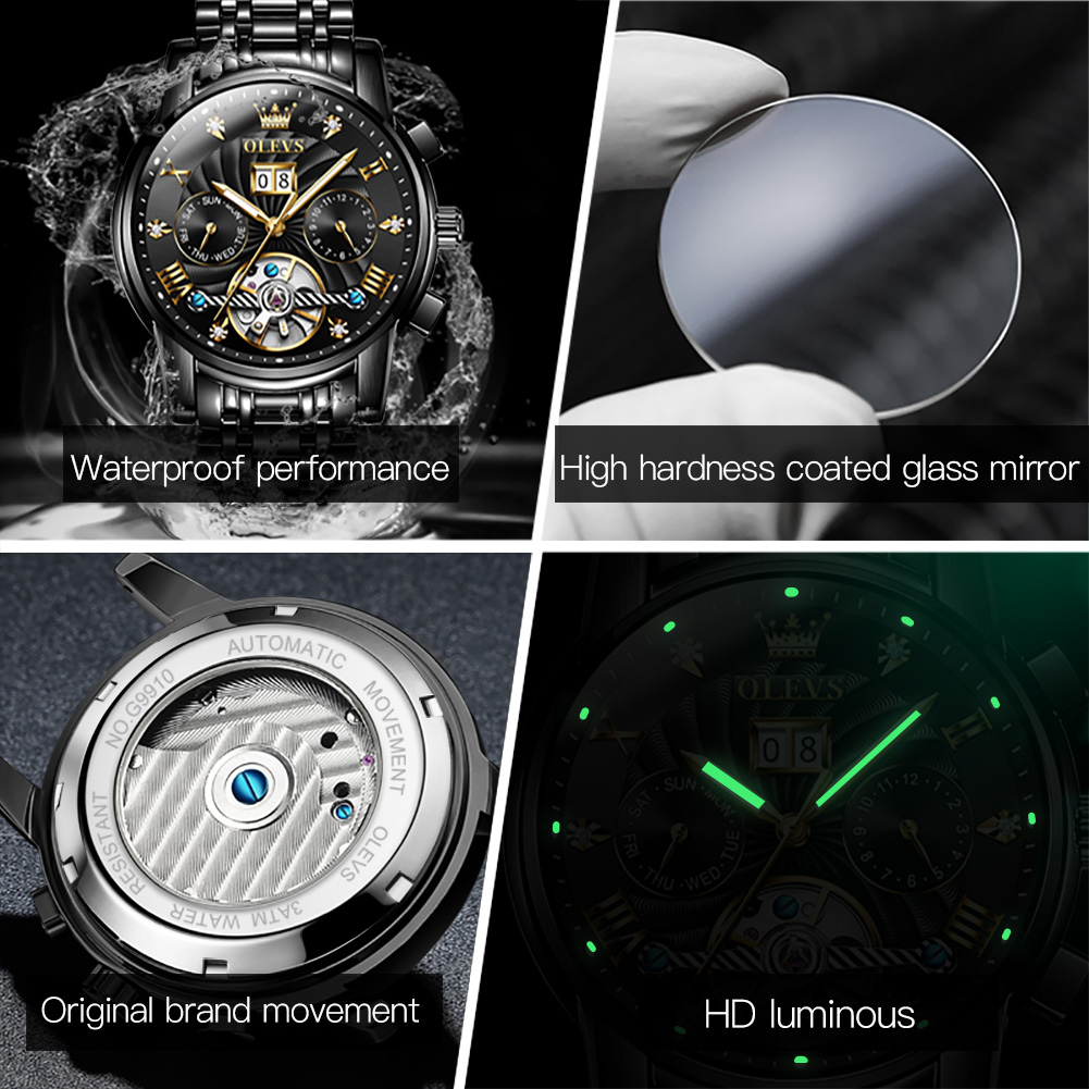 นาฬิกาผู้ชาย OLEVS รุ่นคลาสสิก - Skeleton Automatic Watch Luxury Tourbillon บทวิจารณ์และราคา