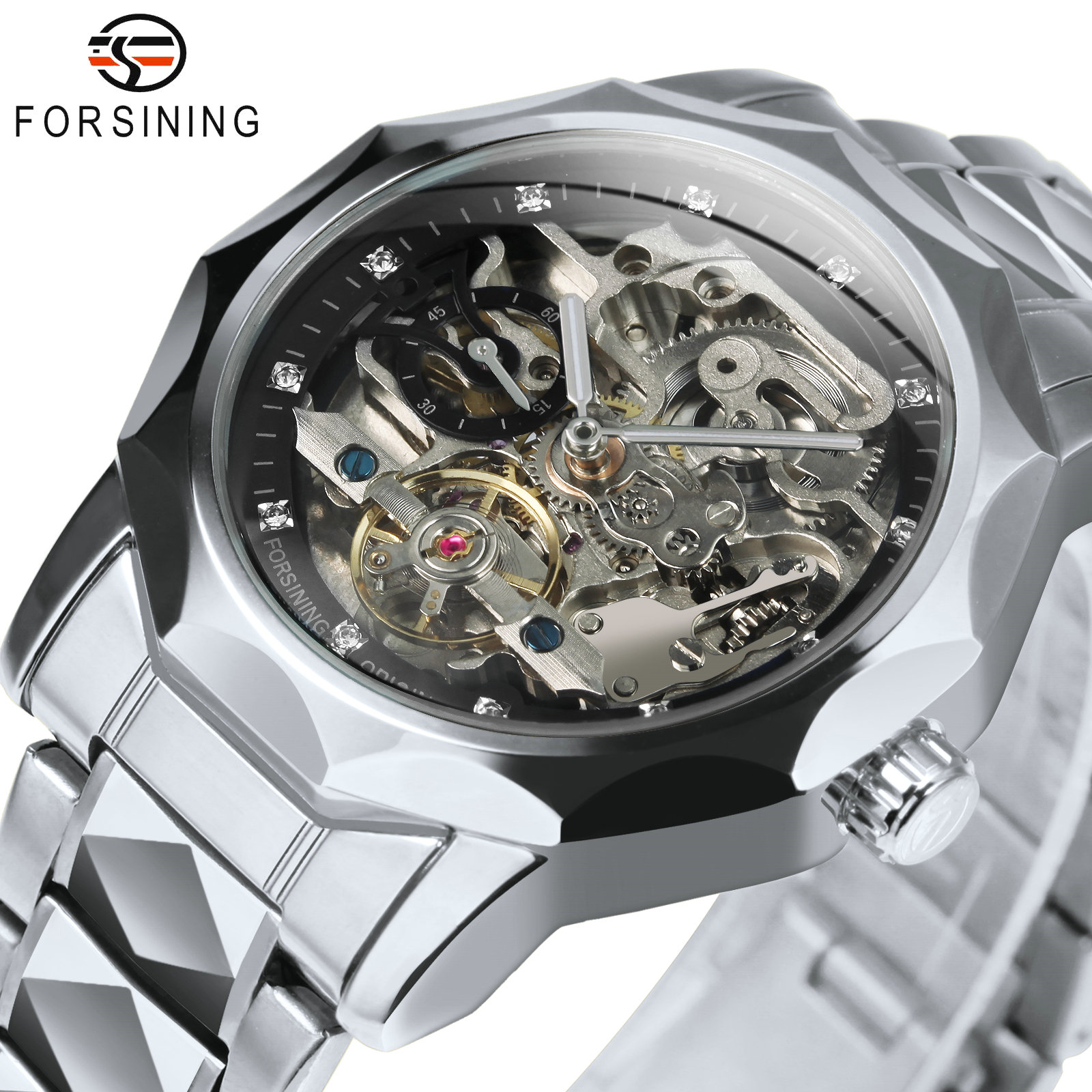 นาฬิกาข้อมือผู้ชาย Forsining F - Skeleton Automatic Watch Luxury Tourbillon บทวิจารณ์และราคา