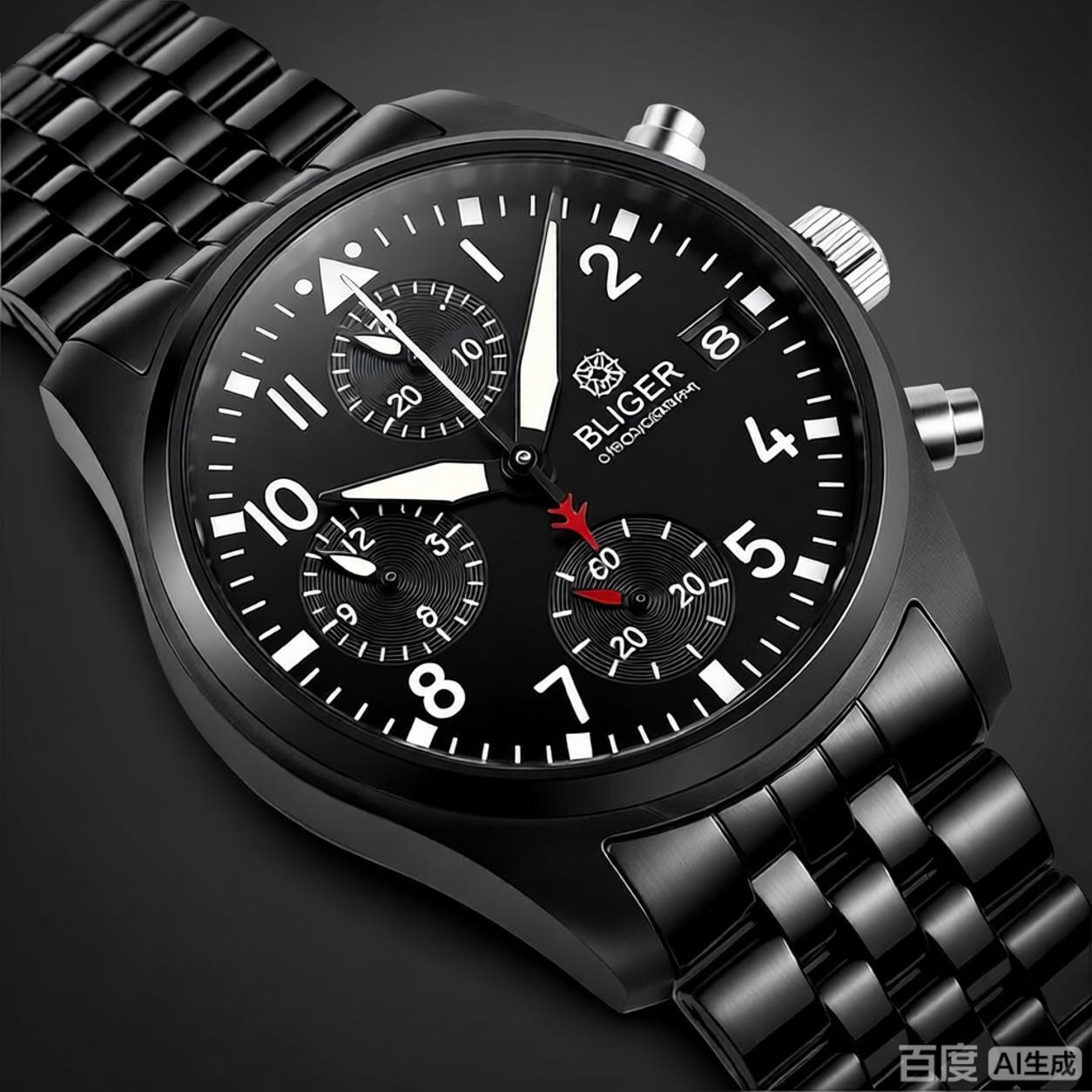 BLIGER ฟูลแบล็ค บรัช 38 มม. VK - Men Mechanical Watch Sapphire Crystal บทวิจารณ์และราคา
