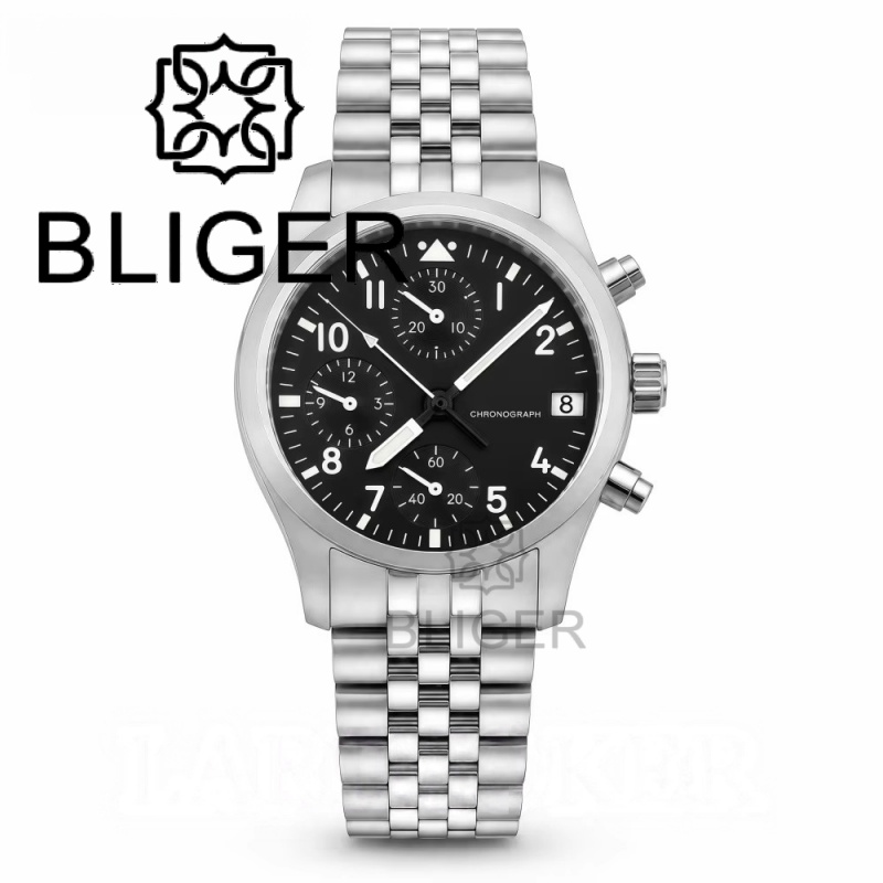 BLIGER ฟูลแบล็ค บรัช 38 มม. VK - Men Mechanical Watch Sapphire Crystal บทวิจารณ์และราคา