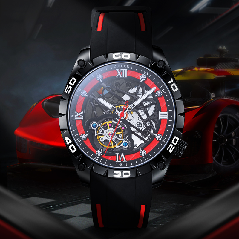 นาฬิกาข้อมือสำหรับผู้ชาย หน้าป - Skeleton Automatic Watch Luxury Tourbillon บทวิจารณ์และราคา