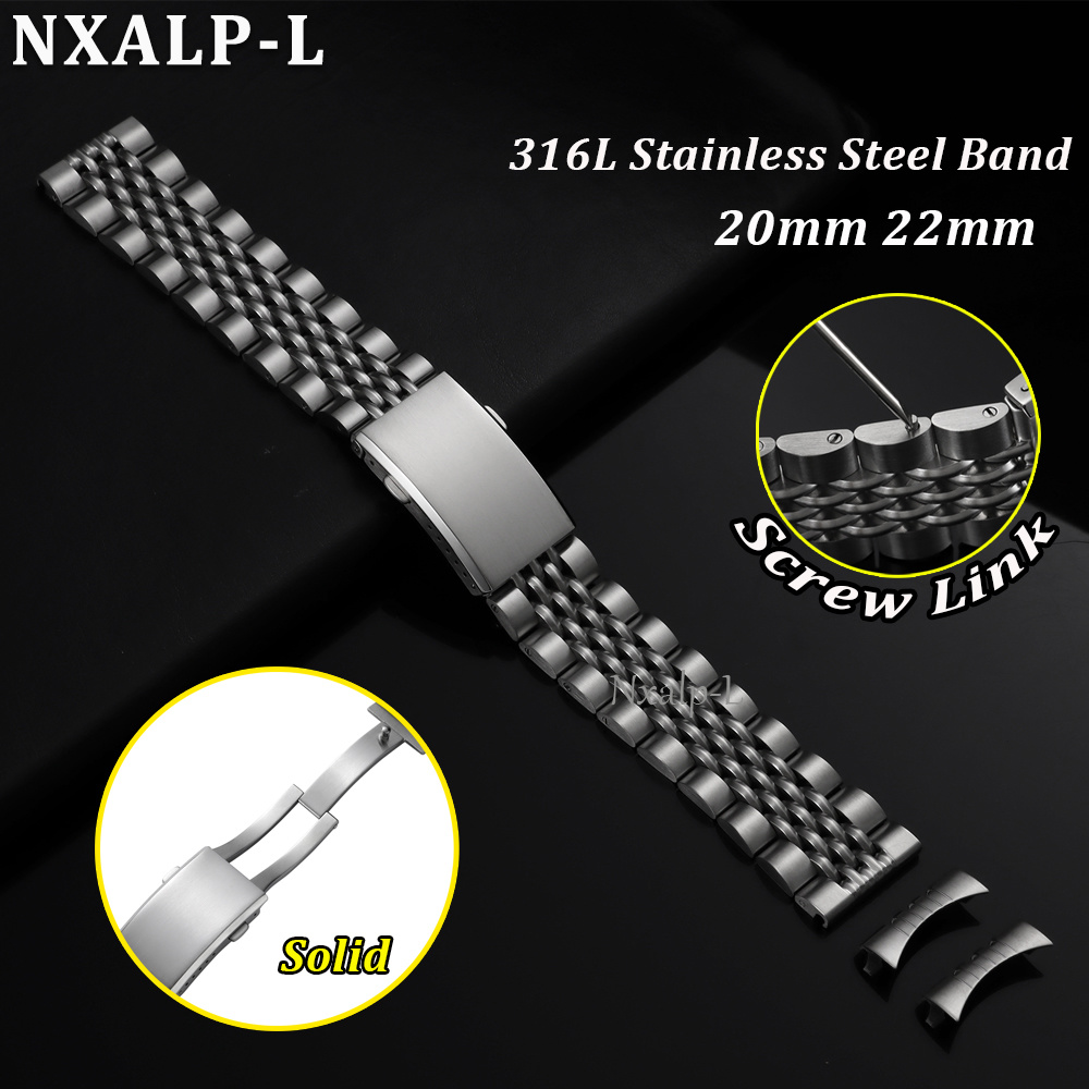 สายนาฬิกาสแตนเลสสตีล 316L ขนาด - Solid Stainless Steel Watch Bracelet Jubilee บทวิจารณ์และราคา