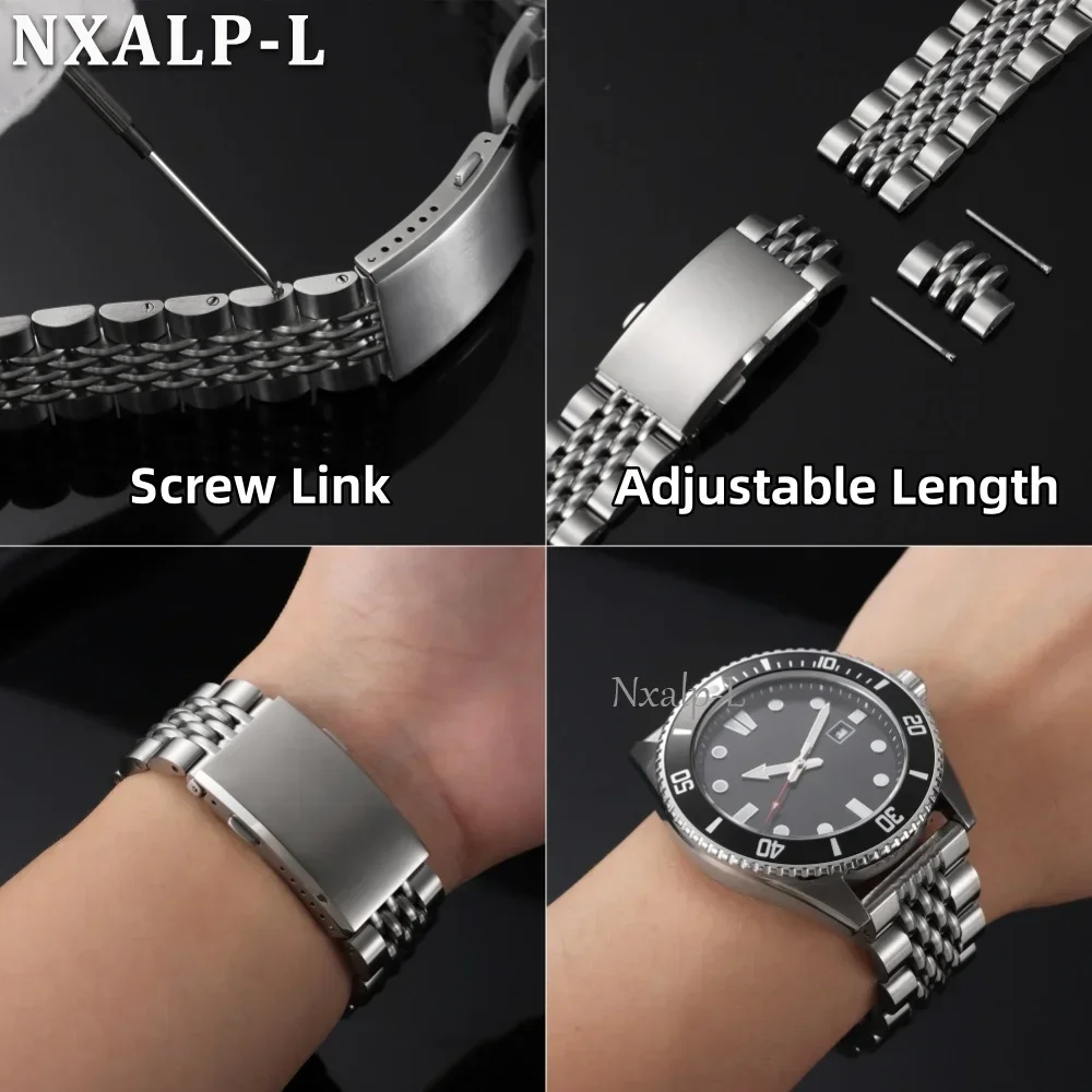 สายนาฬิกาสแตนเลสสตีล 316L ขนาด - Solid Stainless Steel Watch Bracelet Jubilee บทวิจารณ์และราคา