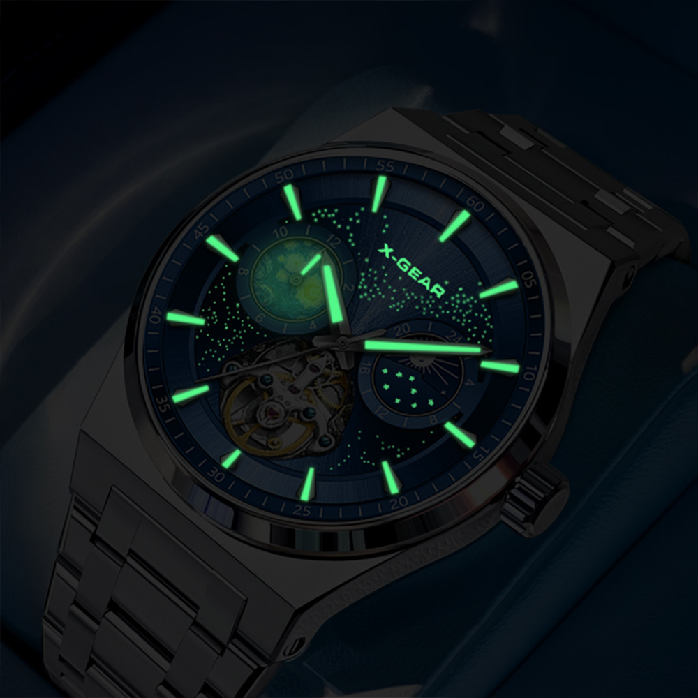 นาฬิกาข้อมือผู้ชาย X-GEAR Flyw - Skeleton Automatic Watch Luxury Tourbillon บทวิจารณ์และราคา