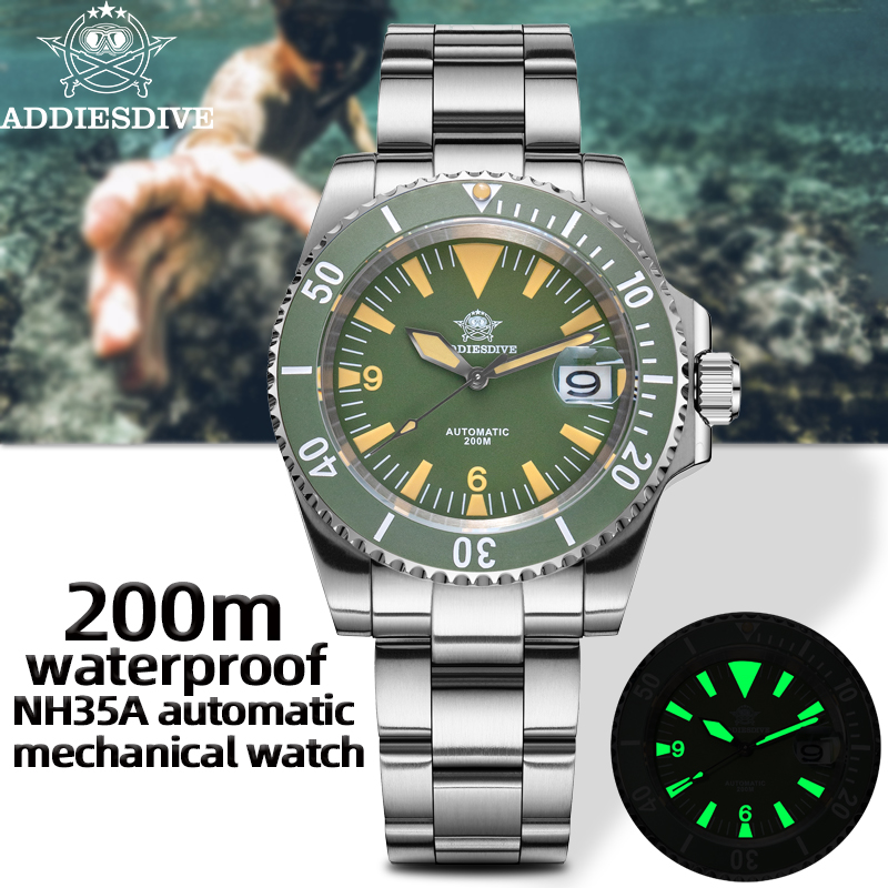ADDIESDIVE นาฬิกาข้อมือระบบอัต - Automatic Dive Watch 200M Nh35 Movement บทวิจารณ์และราคา
