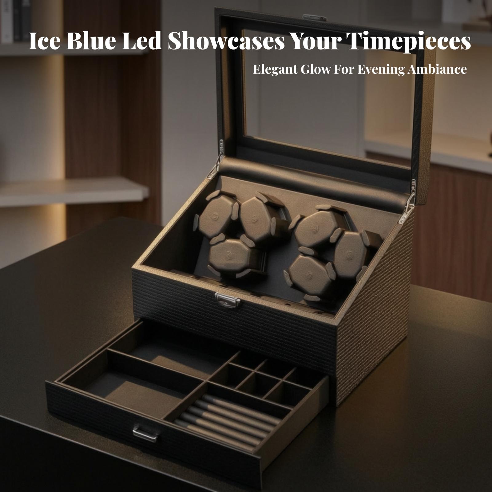 กล่องเก็บนาฬิกาและเครื่องประดั - Watch Winder Automatic Dual Watch Box บทวิจารณ์และราคา