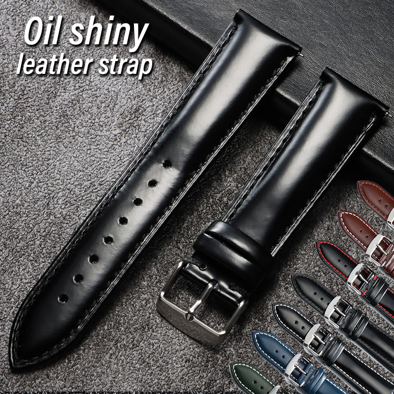 สายหนังแท้เคลือบน้ำมัน 18 มม.  - Leather Watch Strap Quick Release 20Mm 22Mm บทวิจารณ์และราคา