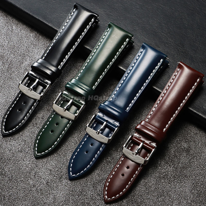 สายหนังแท้เคลือบน้ำมัน 18 มม.  - Leather Watch Strap Quick Release 20Mm 22Mm บทวิจารณ์และราคา