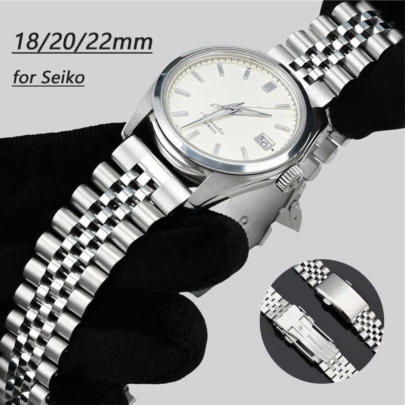 สแตนเลสสตีลผู้ชายผู้หญิงพับหัว - Solid Stainless Steel Watch Bracelet Jubilee บทวิจารณ์และราคา
