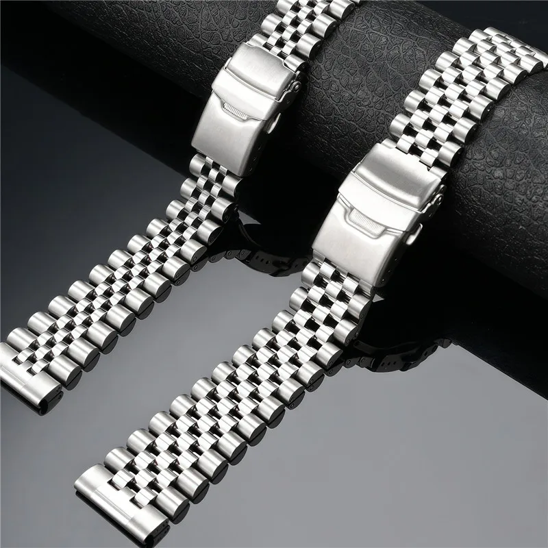 สแตนเลสสตีลผู้ชายผู้หญิงพับหัว - Solid Stainless Steel Watch Bracelet Jubilee บทวิจารณ์และราคา