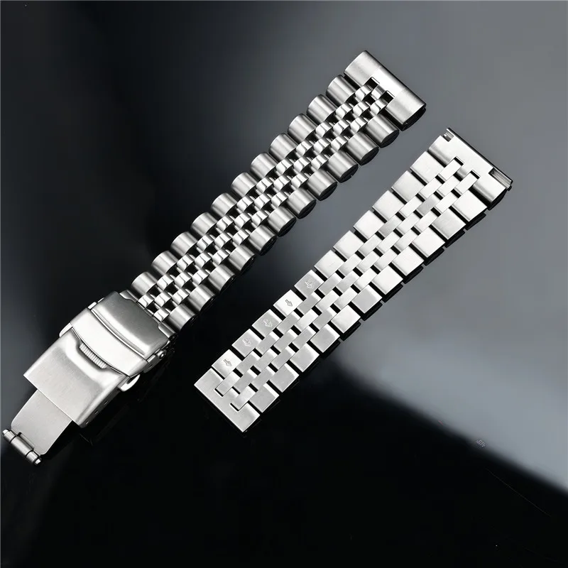 สแตนเลสสตีลผู้ชายผู้หญิงพับหัว - Solid Stainless Steel Watch Bracelet Jubilee บทวิจารณ์และราคา