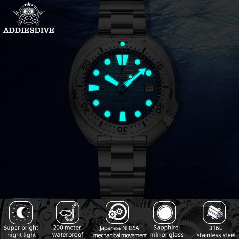 ADDIESDIVE AD2045 นาฬิกาข้อมือ - Automatic Dive Watch 200M Nh35 Movement บทวิจารณ์และราคา